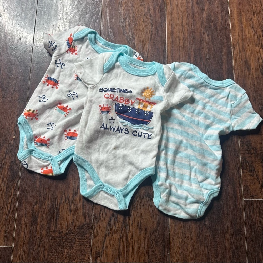 Quiltex Crabby Nautical Onesie 3 Piece Set